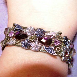 VTG Swarovski Crystal Enameled Stretch Bracelet  RARE!